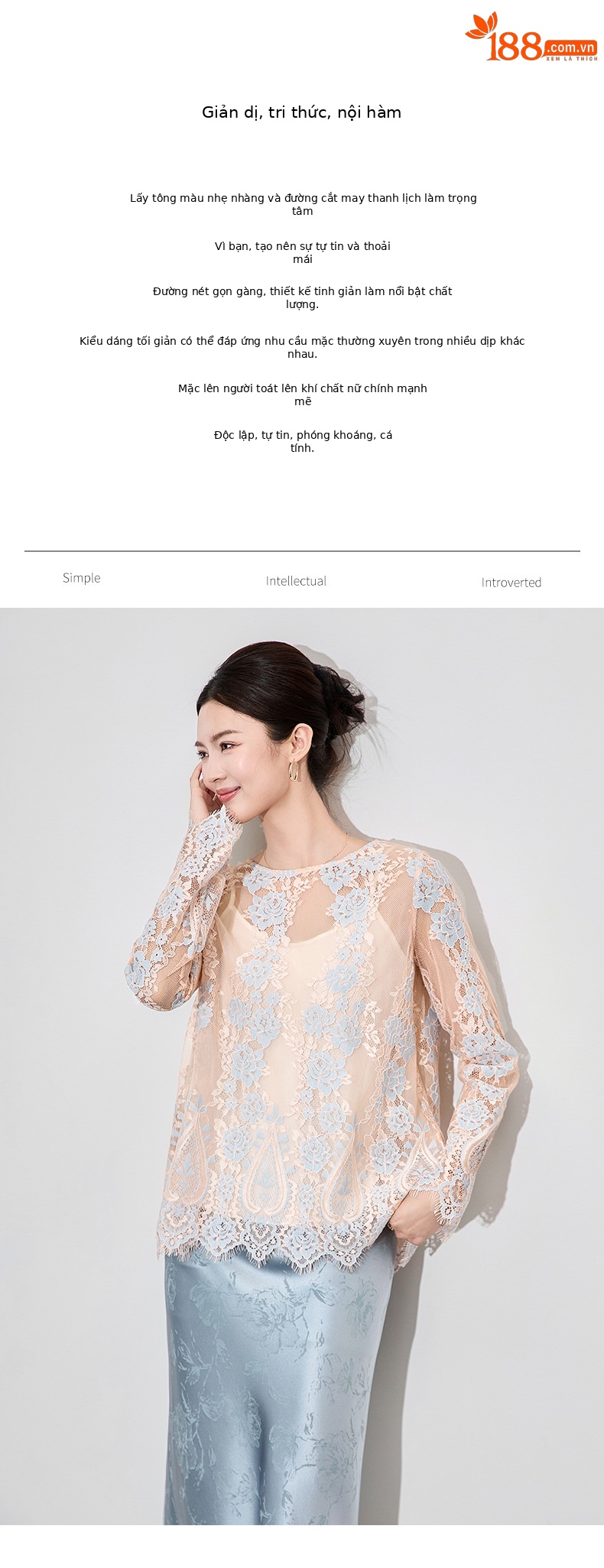Áo sơ mi ren jacquard phong cách Pháp thanh lịch tay dài — Màu hồng chi tiết 1