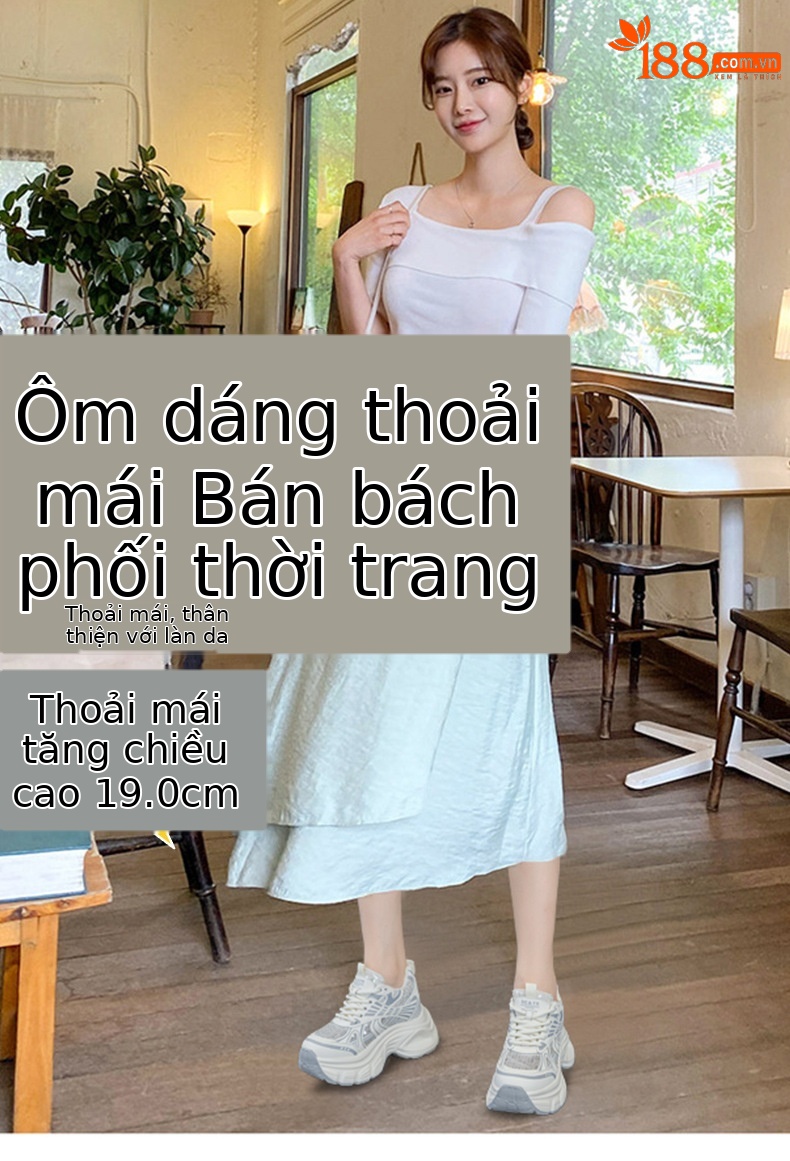 Giày sneaker chunky đế dày độn cao bên trong nữ phong cách thể thao thời trang mùa hè 2025 — M2832 màu đỏ, M2832 màu be, M2832 màu bạc chi tiết 1