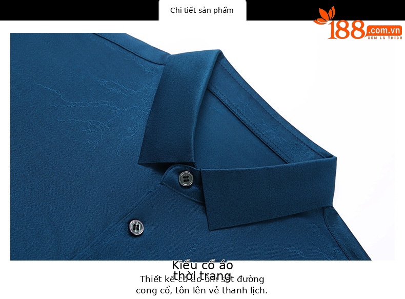 Áo polo nam tay ngắn mùa hè chất liệu acetate mềm mịn, thoáng mát — Hồ xanh 15961 chi tiết 17