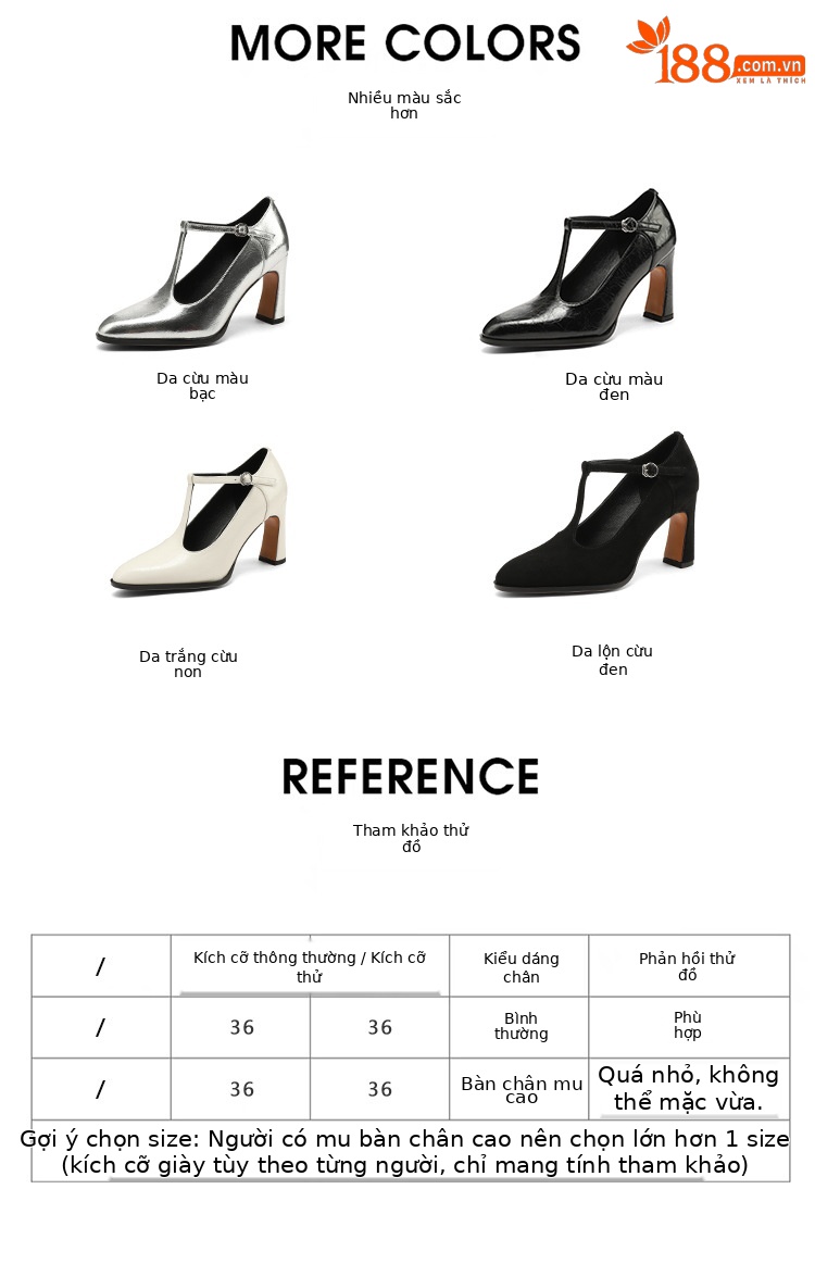Giày Mary Jane nữ quai ngang khóa chữ T, gót cao retro — Đen [da cừu] chi tiết 3