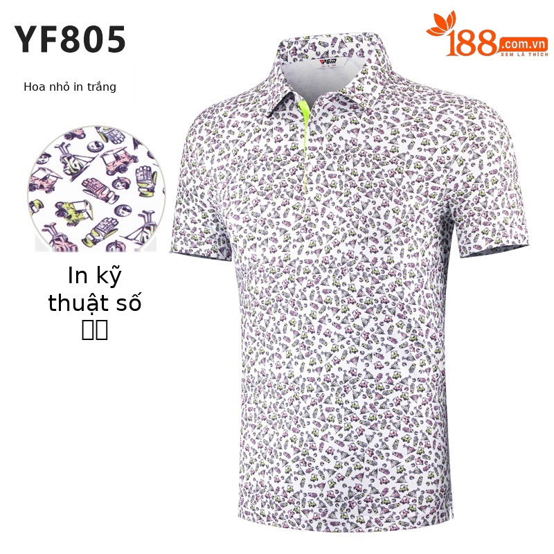 Trắng in hoa ngắn tay [in kỹ thuật số/diệt khuẩn cấp 3A/hút ẩm nhanh khô/chống nắng mát] YF805