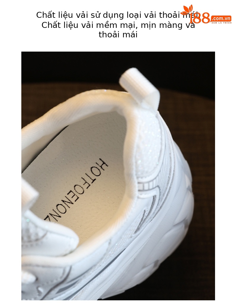 Giày sneaker nữ chunky đế dày lưới thoáng khí tăng chiều cao — Màu trắng chi tiết 8