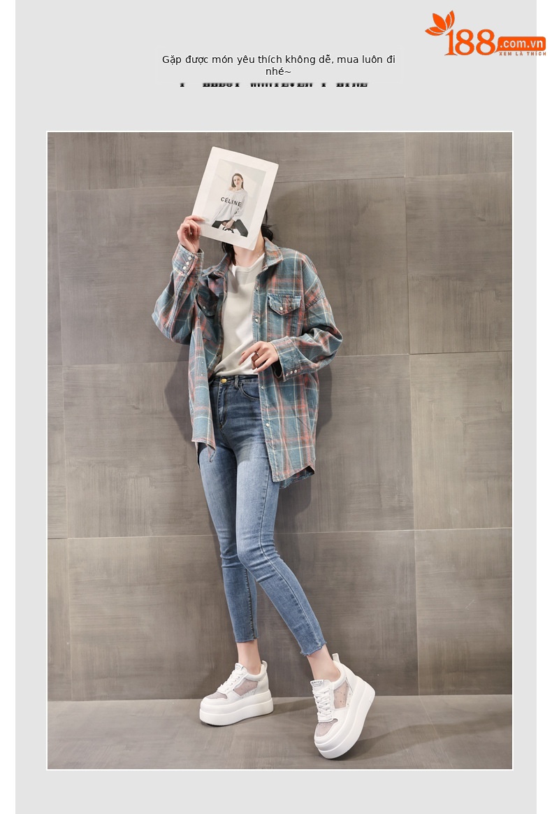 Giày sneaker nữ đế dày tăng chiều cao, mặt lưới thoáng khí, phối trắng đa năng — bạc trắng chi tiết 6