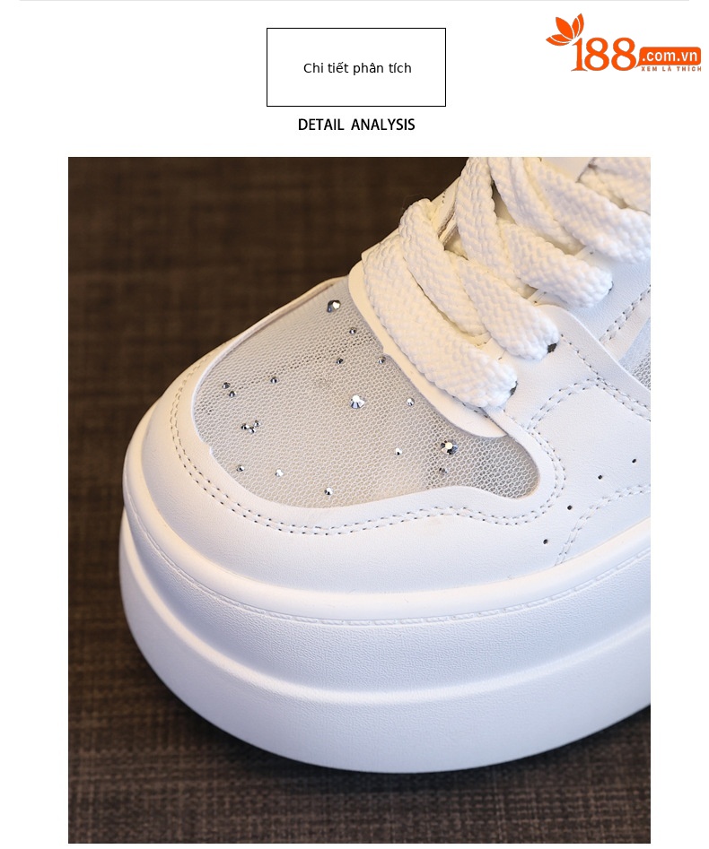 Giày sneaker nữ đế dày tăng chiều cao, mặt lưới thoáng khí, phối trắng đa năng — bạc trắng chi tiết 7