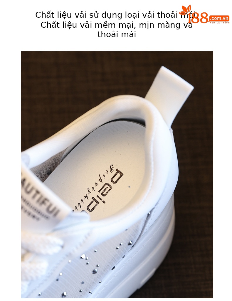 Giày sneaker nữ đế dày tăng chiều cao, mặt lưới thoáng khí, phối trắng đa năng — bạc trắng chi tiết 8