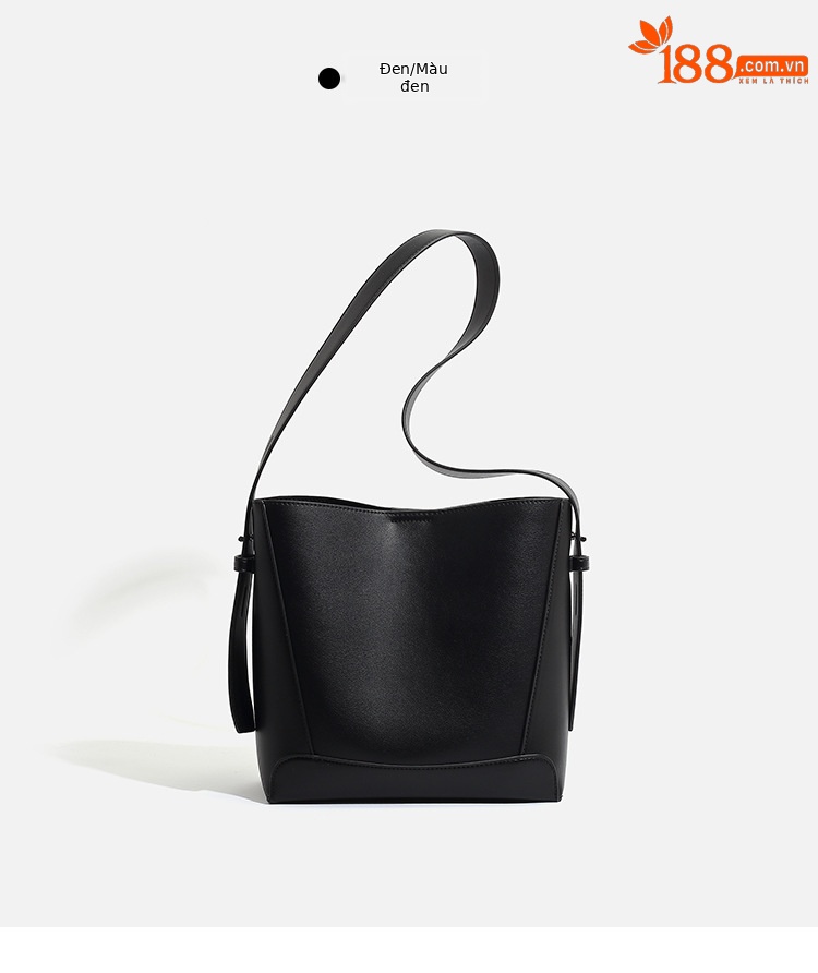 Túi bucket nữ da mềm dung tích lớn kiểu tote đi làm, đeo chéo một bên vai — Màu kaki, Màu đen, Màu cà phê, Màu be chi tiết 25