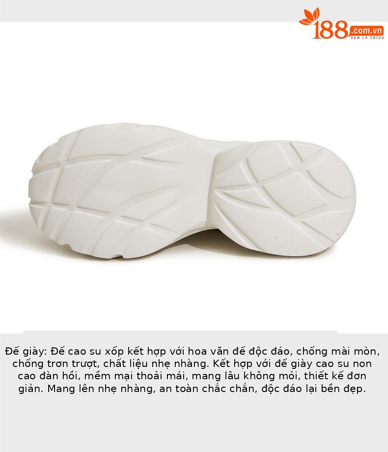 Giày thể thao đế xuồng platform nữ đế dày 8 cm, mũi tròn, dây buộc phối lưới thoáng khí — Bạc, Trắng chi tiết 7