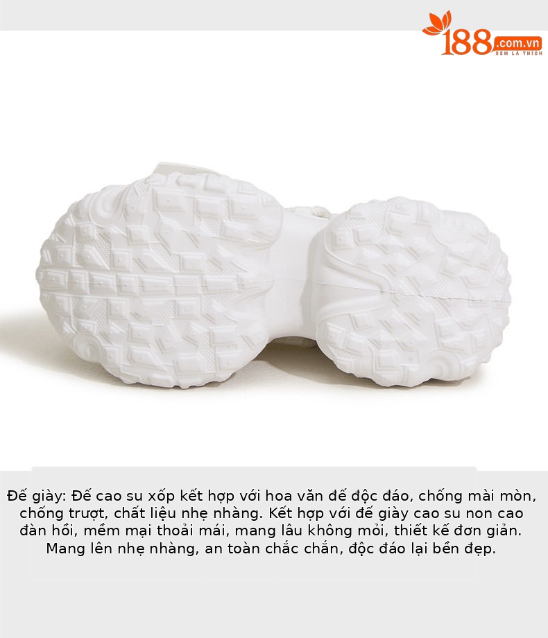 Dép sandal nữ quai chữ V đế dày cao gót 8 cm phong cách thể thao — Bạc, Trắng chi tiết 7