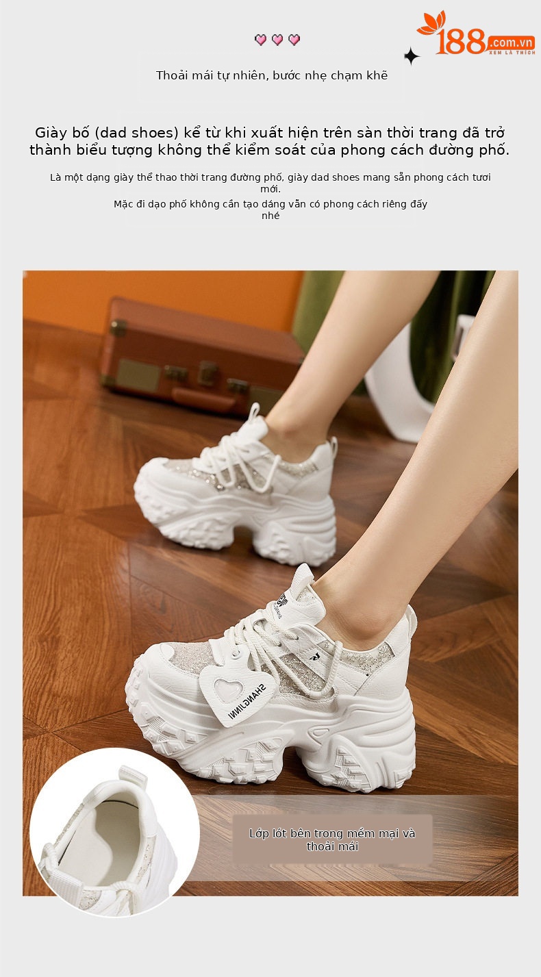 Dép sandal nữ quai chữ V đế dày cao gót 8 cm phong cách thể thao — Bạc, Trắng chi tiết 5