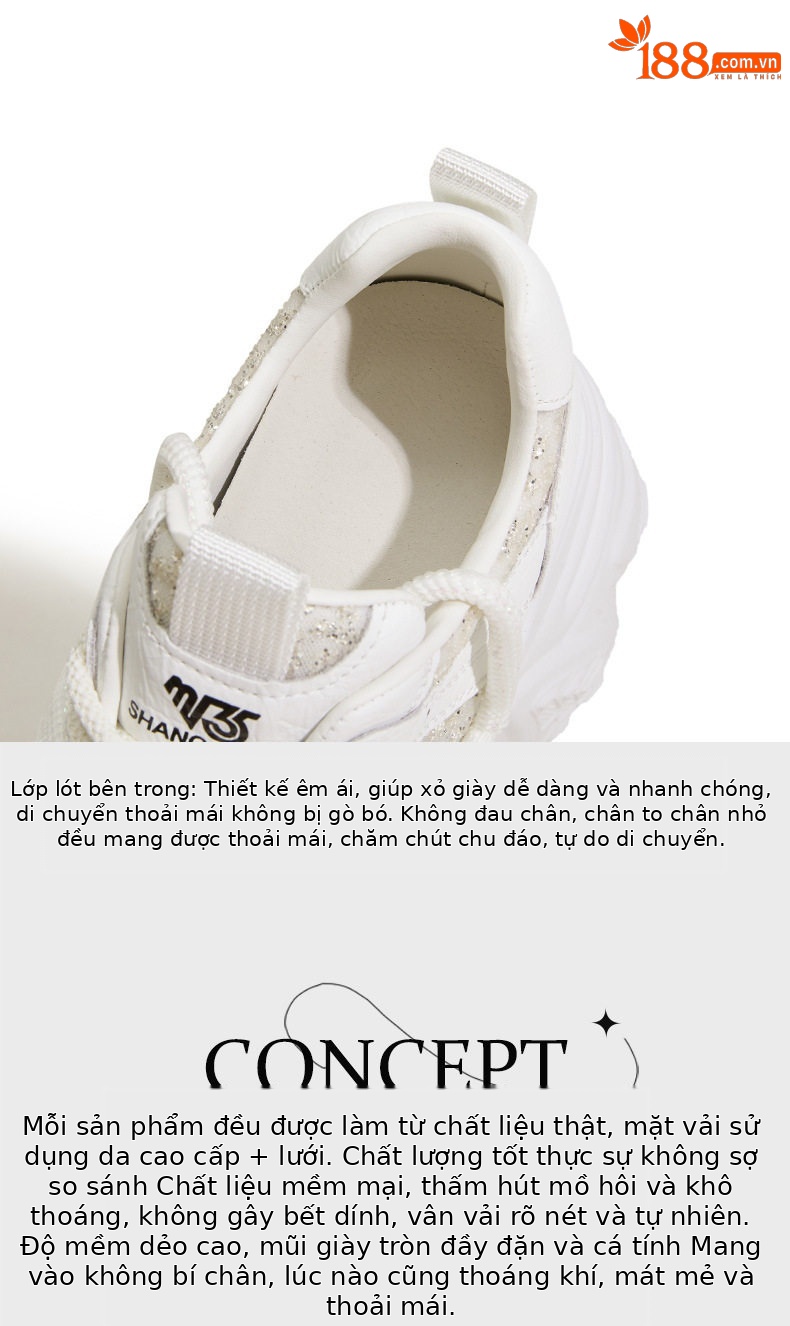 Dép sandal nữ quai chữ V đế dày cao gót 8 cm phong cách thể thao — Bạc, Trắng chi tiết 8