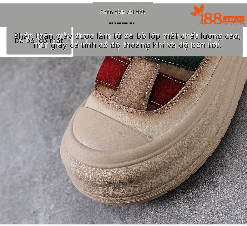 Giày lười nữ da bò đục lỗ đế dày Velcro — Màu vàng chi tiết 4
