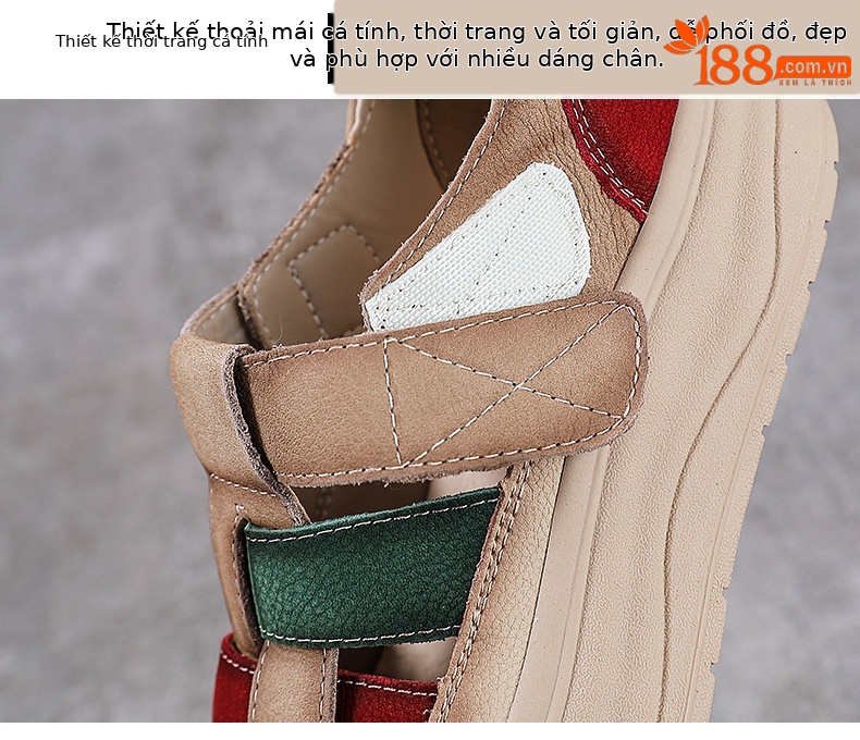 Giày lười nữ da bò đục lỗ đế dày Velcro — Màu vàng chi tiết 5