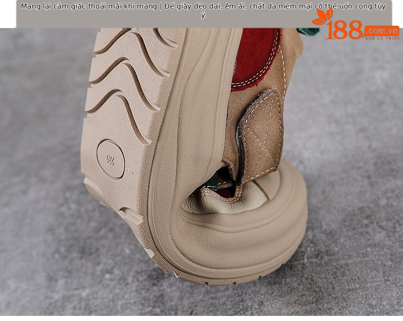 Giày lười nữ da bò đục lỗ đế dày Velcro — Màu vàng chi tiết 7
