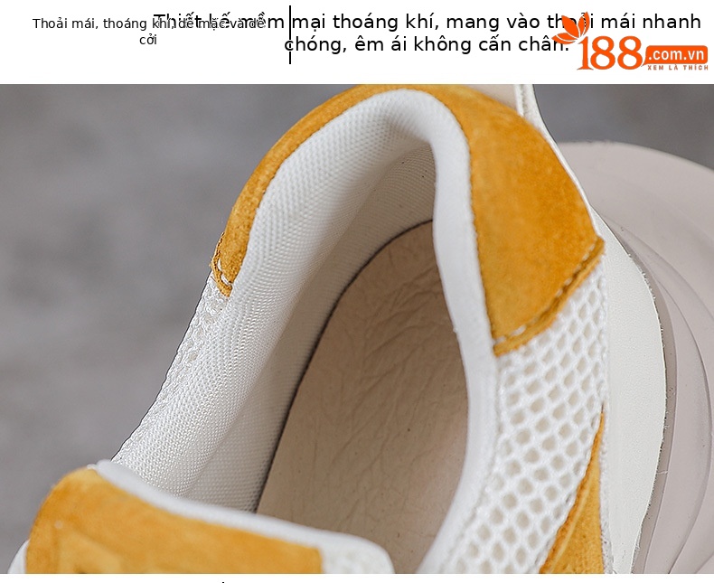 Giày sneaker chunky đế dày da bò cho nữ phối màu cổ điển — Màu đen chi tiết 6