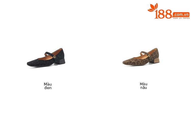 Giày bệt mũi vuông gót thấp họa tiết báo, khóa hoa, miệng nông, chất da bóng — nâu, đen chi tiết 10