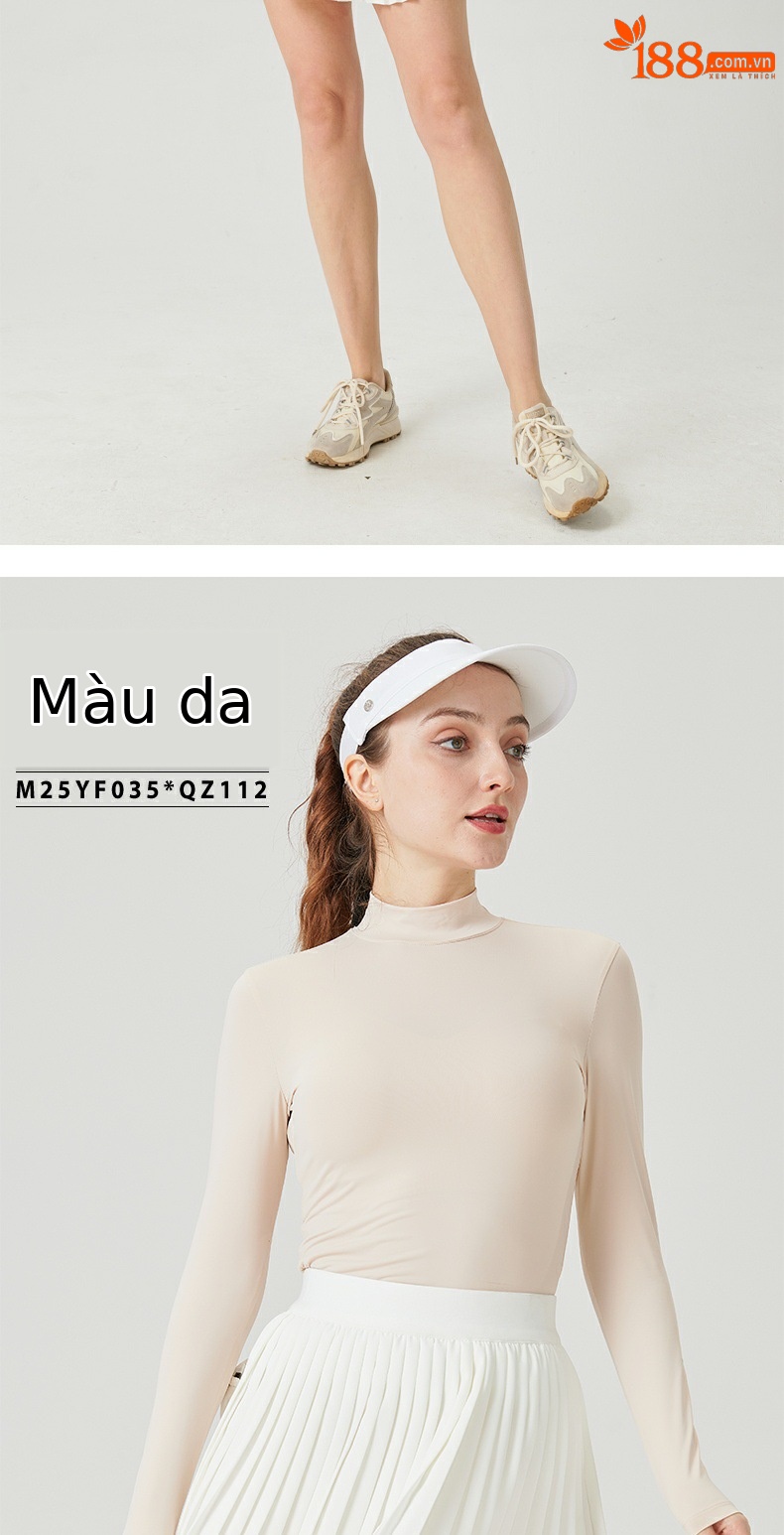 Áo chống nắng golf nữ tay dài UPF50 lụa mát lạnh — Áo lót lụa lạnh màu đen [UPF50/lụa lạnh/thoáng khí và nhanh khô] M25YF035, Áo sơ mi có đáy bằng lụa lạnh màu da [UPF50/lụa lạnh mát/thoáng khí và nhanh khô] M25YF035, Áo sơ mi trắng có đáy bằng lụa lạnh [UPF50/lụa lạnh/thoáng khí và nhanh khô] M25YF035 chi tiết 4