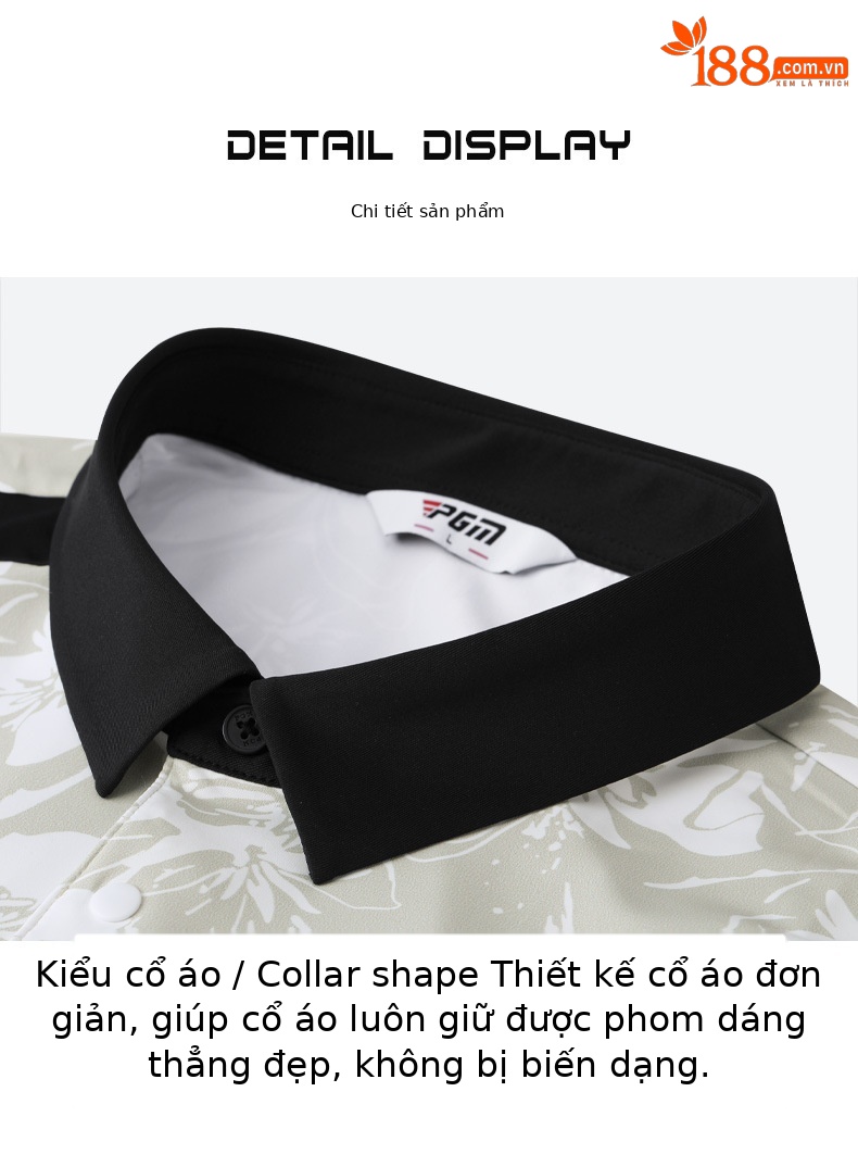 Áo polo nam PGM tay ngắn in họa tiết kỹ thuật số nhanh khô — Kaki hoa tay ngắn [in kỹ thuật số/hút ẩm nhanh khô/đàn hồi cao bốn mặt/nút ve áo] YF806 chi tiết 9