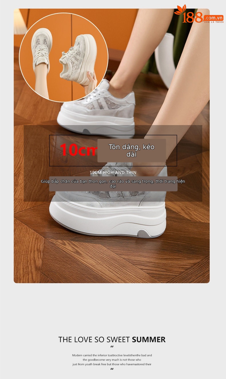 Dép sandal nữ quai chữ V đơn giản, đế wedge cao 8 cm, mũi tròn — Bạc, Len nguyên chất chi tiết 9