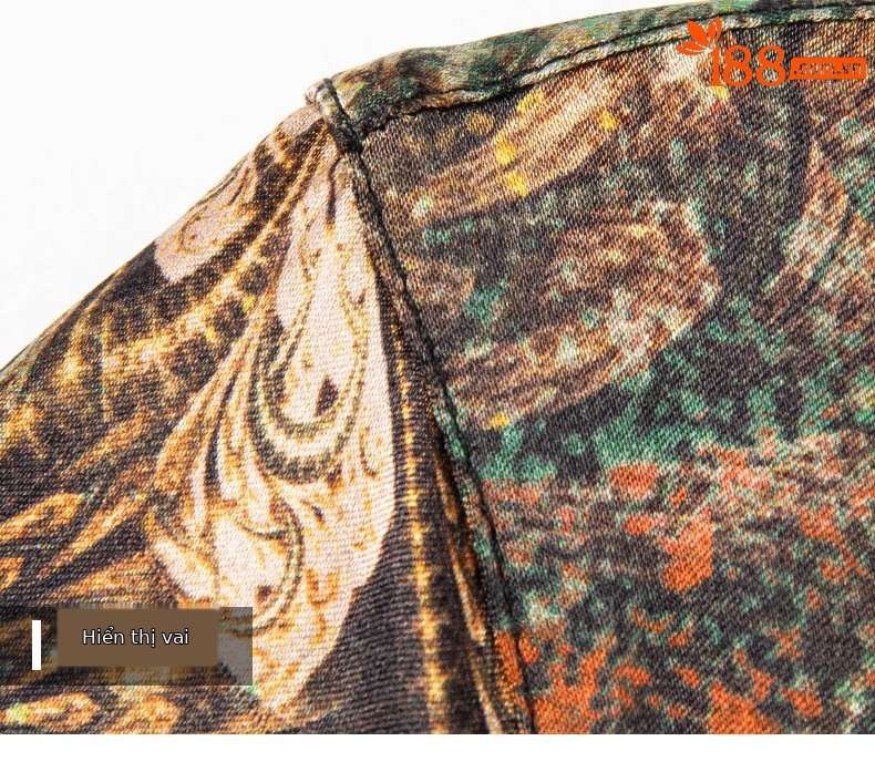 Áo sơ mi nam tay ngắn lụa satin in hoa cao cấp mùa hè — Màu hình 5316 chi tiết 15