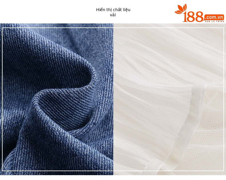 Váy liền denim tay ngắn thắt eo tôn dáng mới mùa hè 2025 YH2666 — Màu như hình chi tiết 8