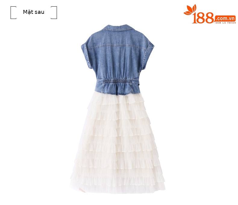 Váy liền denim tay ngắn thắt eo tôn dáng mới mùa hè 2025 YH2666 — Màu như hình chi tiết 20