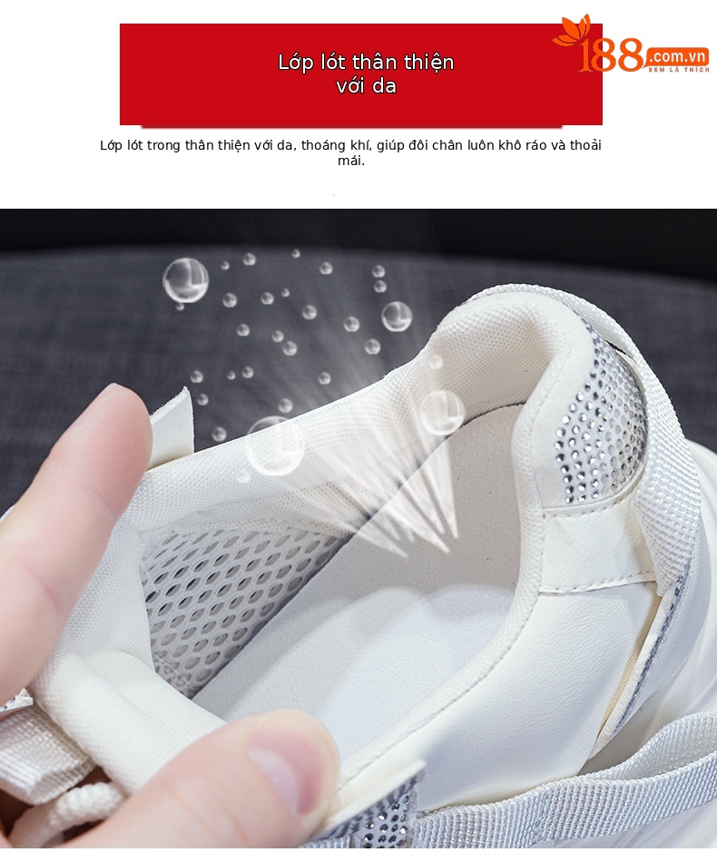 Giày sneaker chunky nữ đế dày độn cao bên trong phong cách thời trang mạng mới hè 2026 — M2831 màu tím, M2831 bạc, M 2831m màu chi tiết 8