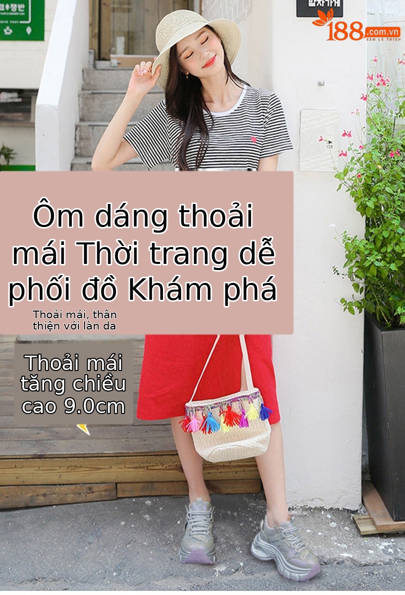 Giày sneaker chunky nữ đế dày độn cao bên trong phong cách thời trang mạng mới hè 2026 — M2831 màu tím, M2831 bạc, M 2831m màu chi tiết 1
