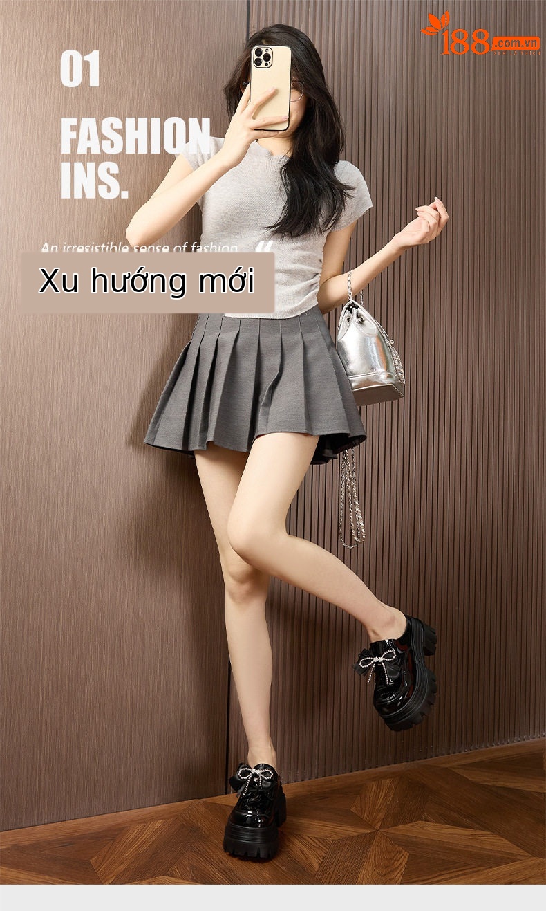 Sandal cao gót nữ hở mũi phong cách Anh quai ngang nơ — Đen, Len nguyên chất chi tiết 2
