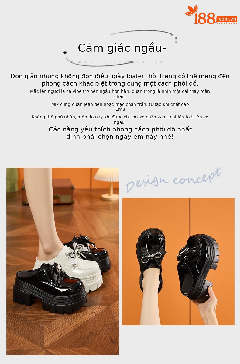 Sandal cao gót nữ hở mũi phong cách Anh quai ngang nơ — Đen, Len nguyên chất chi tiết 4