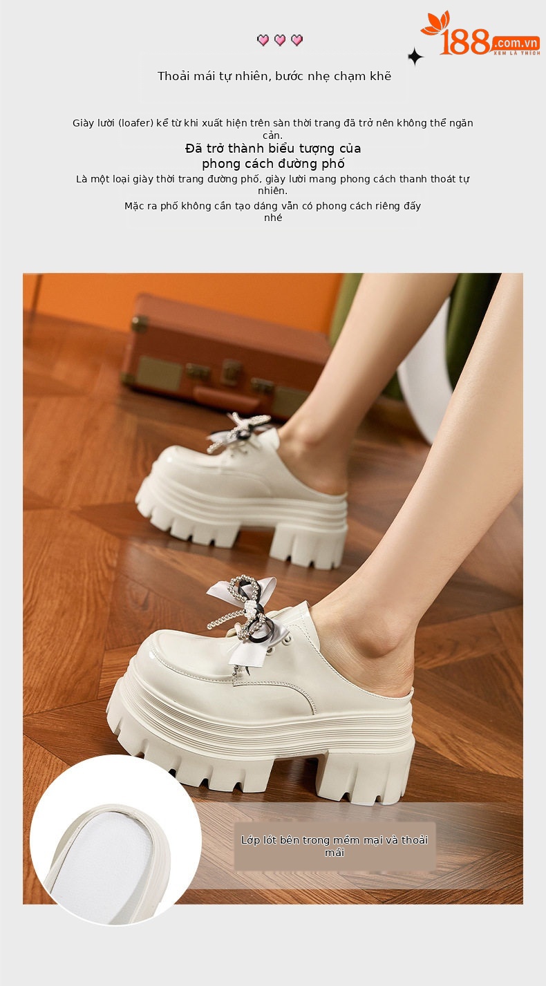 Sandal cao gót nữ hở mũi phong cách Anh quai ngang nơ — Đen, Len nguyên chất chi tiết 5