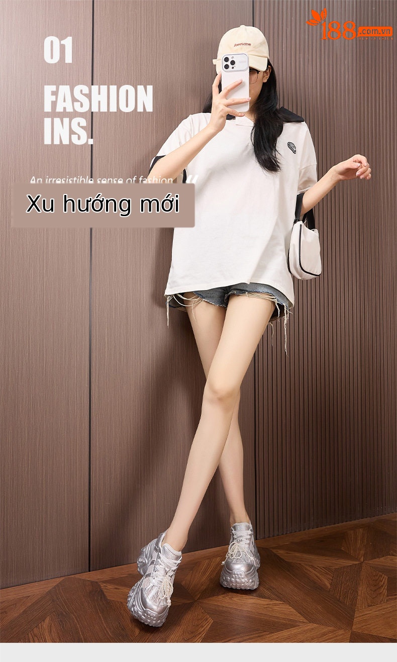 Sandal cao gót nữ hở mũi đế xuồng 2025, gót siêu cao 8 cm, quai ngang dây buộc — Bạc, Trắng chi tiết 2