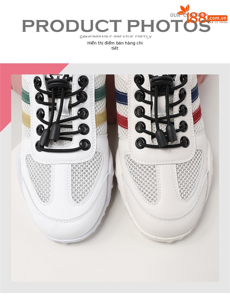 Giày sneaker nữ lưới thoáng khí đế bằng mẫu mới 2025 — 9160-2 (kiểu thoáng khí) màu trắng, 9160-2 (kiểu thoáng khí) màu be chi tiết 3