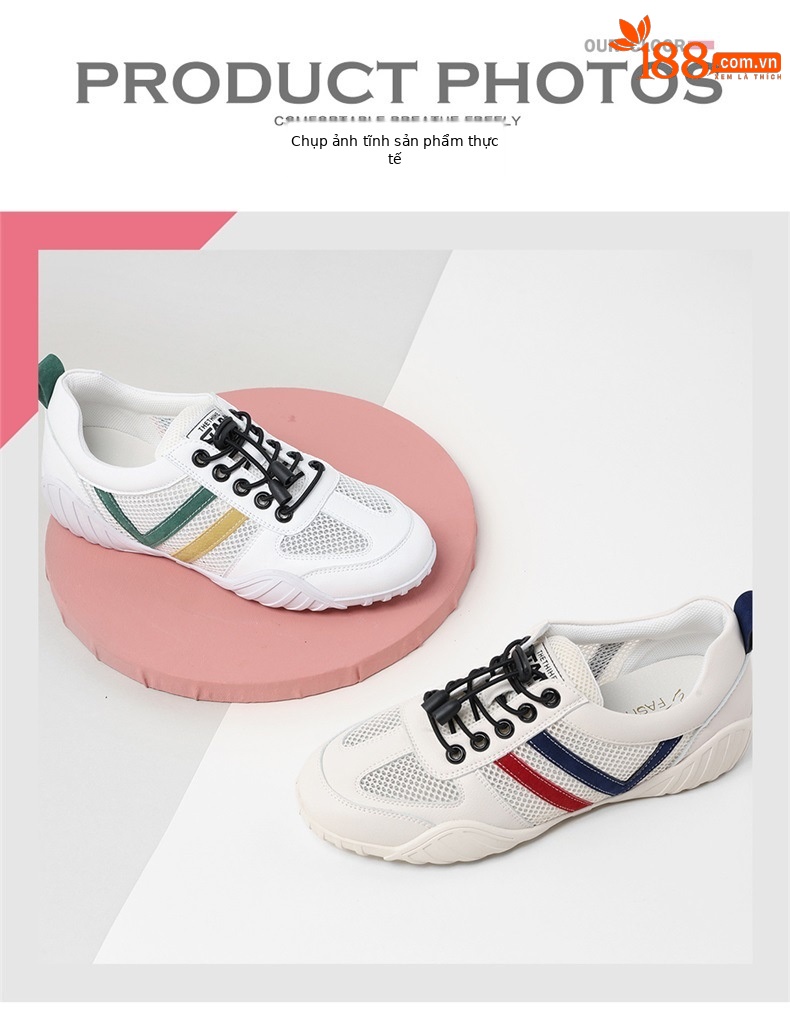 Giày sneaker nữ lưới thoáng khí đế bằng mẫu mới 2025 — 9160-2 (kiểu thoáng khí) màu trắng, 9160-2 (kiểu thoáng khí) màu be chi tiết 8