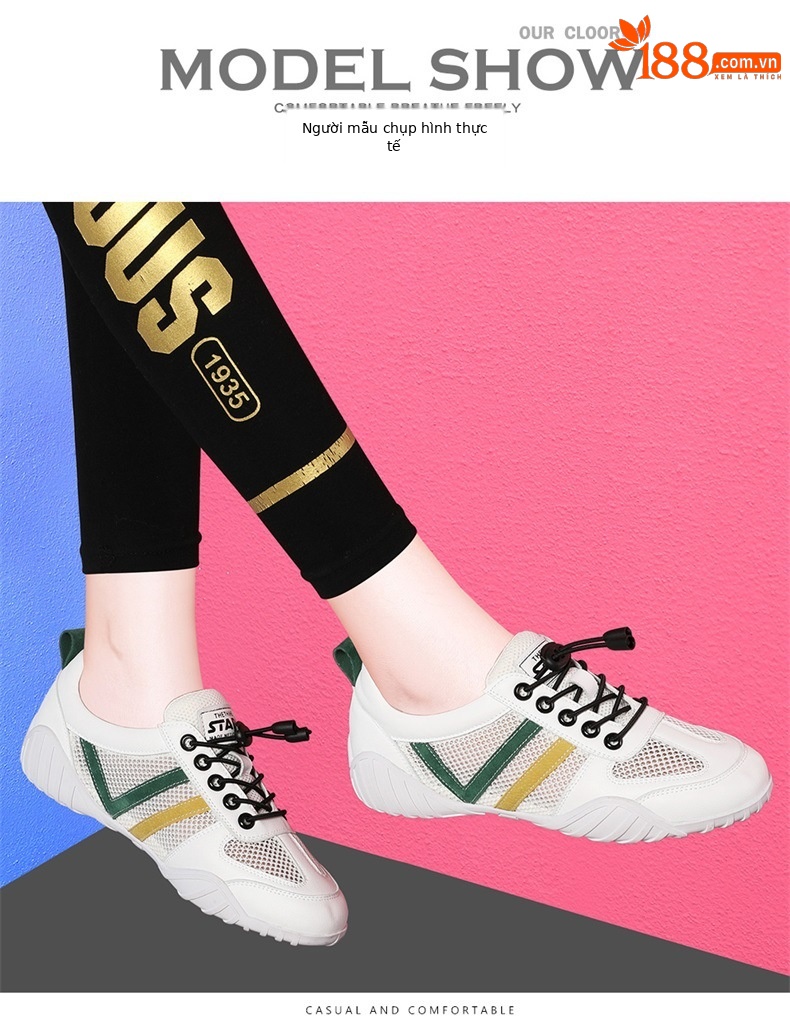 Giày sneaker nữ lưới thoáng khí đế bằng mẫu mới 2025 — 9160-2 (kiểu thoáng khí) màu trắng, 9160-2 (kiểu thoáng khí) màu be chi tiết 9