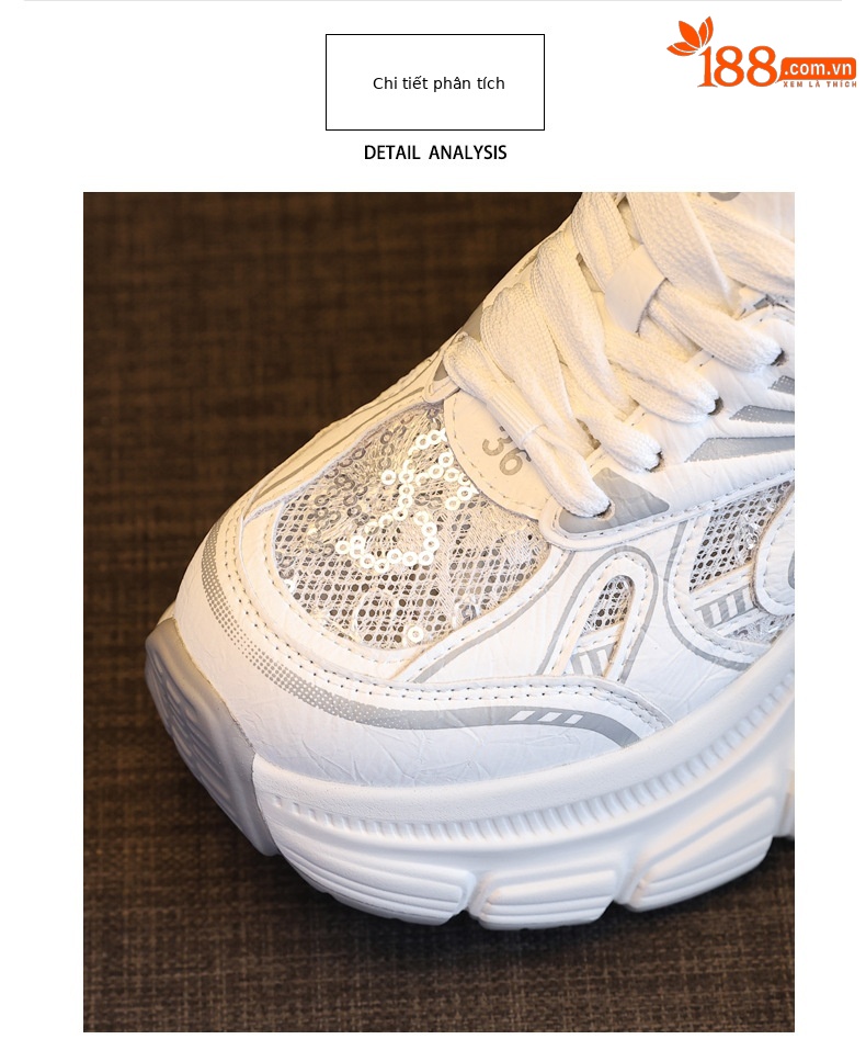 Giày sneaker chunky đế dày tăng chiều cao lưới thoáng khí mùa hè nữ HS9157-66 — Màu trắng chi tiết 7