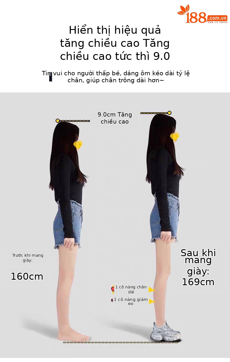 Giày sneaker chunky đế dày tăng chiều cao lưới thoáng khí mùa hè nữ HS9157-66 — Màu trắng chi tiết 4