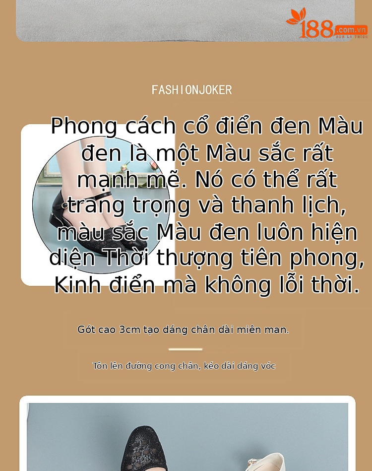 Sandal bít mũi nữ da thật lưới thoáng gót thấp — Màu be chi tiết 2