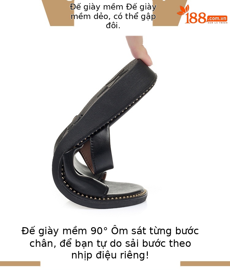 Dép sandal nữ quai chữ V đế mềm da thời trang — nâu chi tiết 4