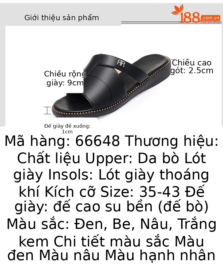 Dép sandal nữ quai chữ V đế mềm da thời trang — nâu chi tiết 5
