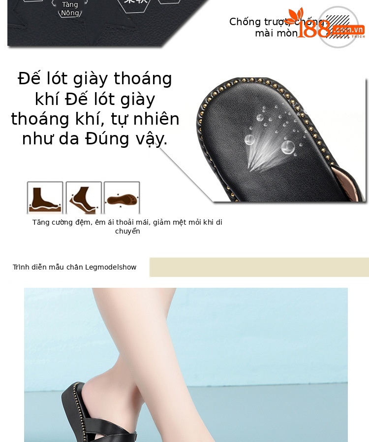 Dép sandal nữ quai chữ V đế mềm da thời trang — nâu chi tiết 7