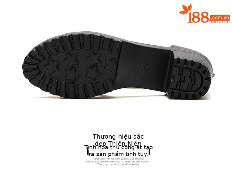 Sandal peep toe nữ gót vuông đế dày phong cách La Mã mùa hè 2025 — Màu đen chi tiết 17