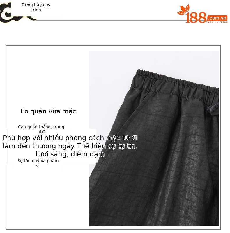 Quần tây nam ống côn lụa dâu tằm mùa hè phong cách Trung Hoa — G5006 màu đen chi tiết 7