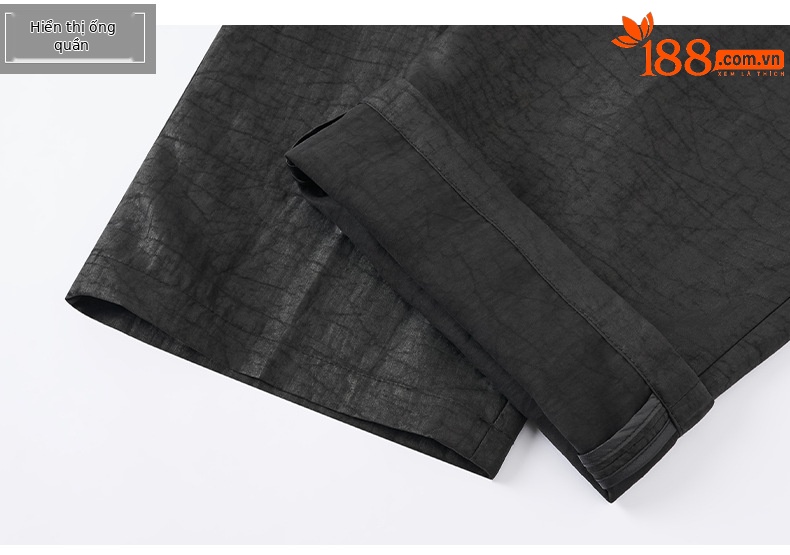 Quần tây nam ống côn lụa dâu tằm mùa hè phong cách Trung Hoa — G5006 màu đen chi tiết 15