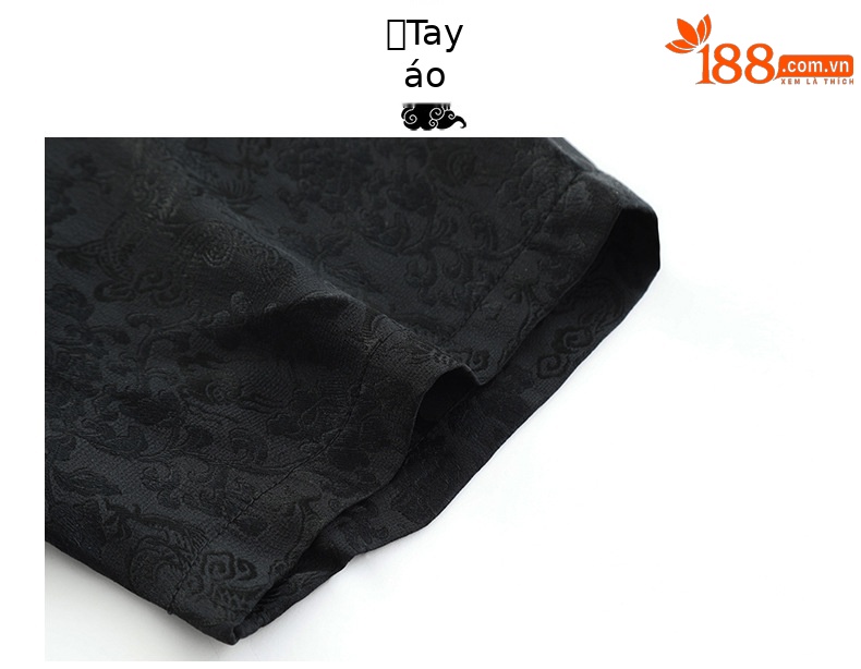 Bộ đồ lụa tơ tằm nam ngắn tay phong cách Trung Quốc — Bộ đồ dài tay nhăn G màu đen chi tiết 14