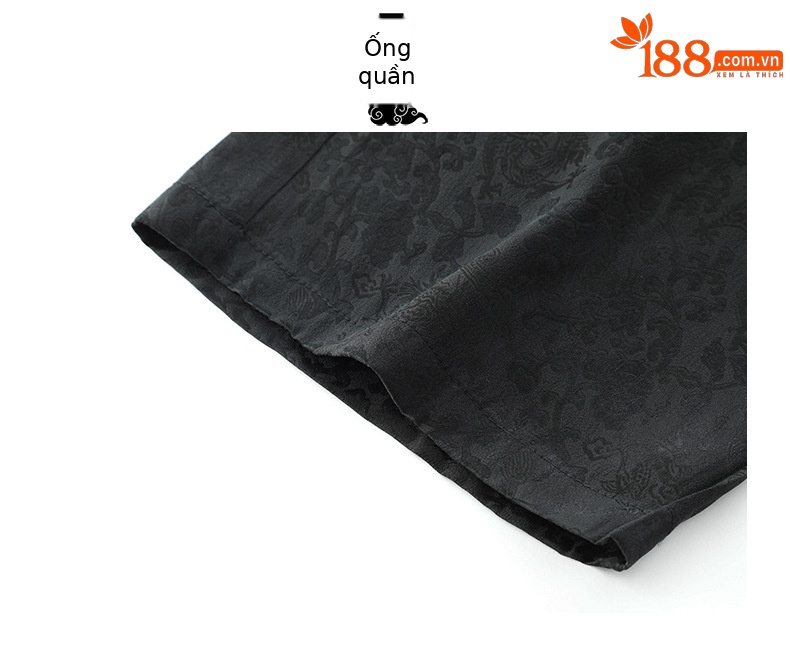 Bộ đồ lụa tơ tằm nam ngắn tay phong cách Trung Quốc — Bộ đồ dài tay nhăn G màu đen chi tiết 18