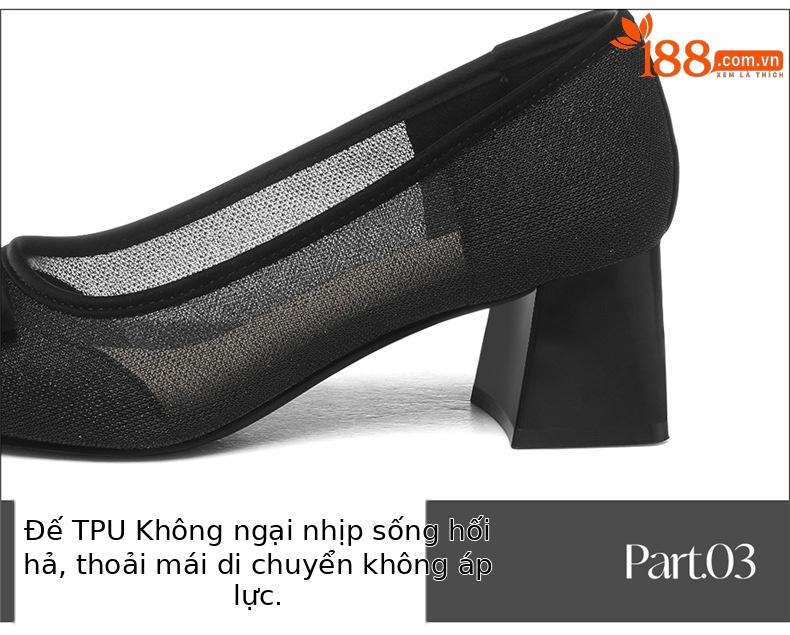 Giày nữ đầu vuông miệng nông lưới da gót vuông thấp xuân hè — 7135 Màu đen, 7135 màu mơ chi tiết 17