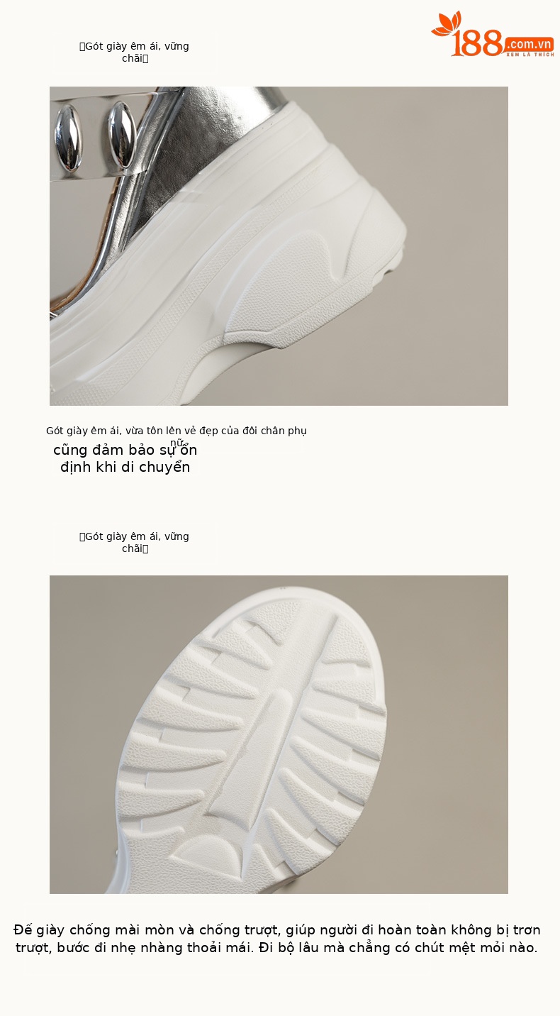 Dép xỏ ngón đế xuồng siêu cao gót 14cm Yichuan – Sandal hè tăng chiều cao — vàng, bạc chi tiết 8
