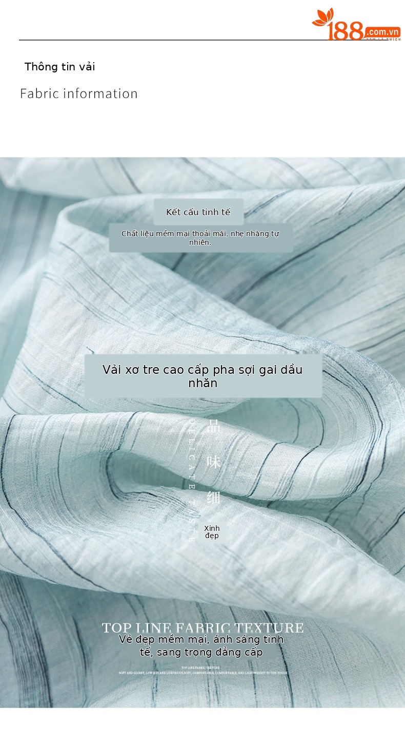 Váy dài nữ họa tiết mực jacquard Tencel phong cách nghỉ dưỡng mùa hè — Màu xanh lam chi tiết 3
