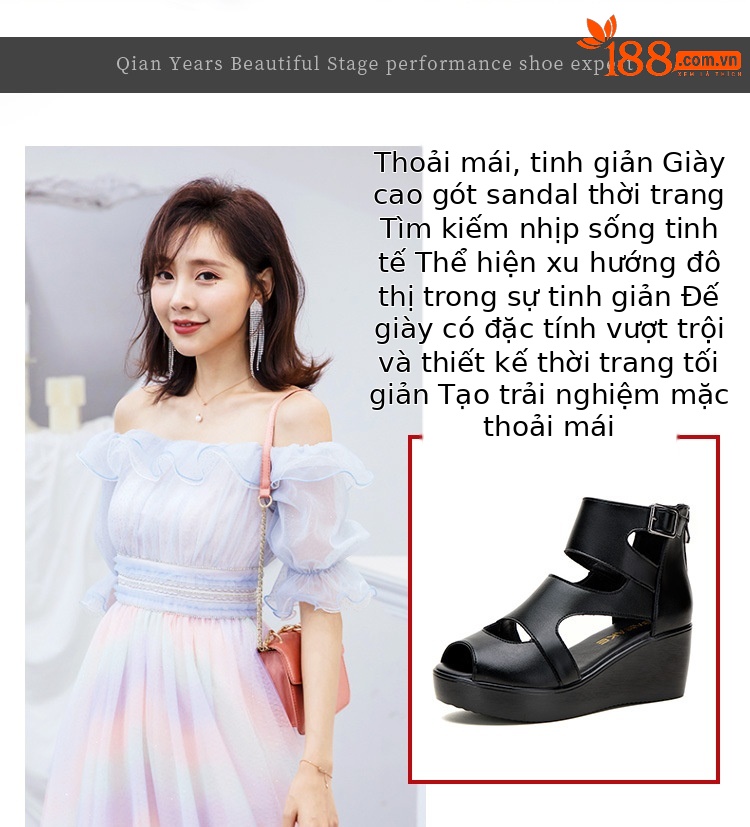 Sandal peep toe nữ đế xuồng cao gót vuông phong cách La Mã — Màu đen chi tiết 2