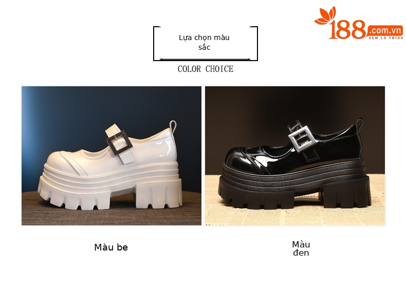 Giày lười nữ đế dày tăng chiều cao miệng nông — Màu be chi tiết 2